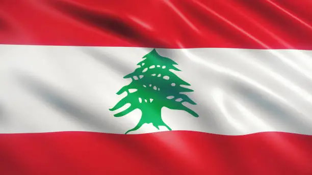3d Render Lebanon Flag (Close-up)