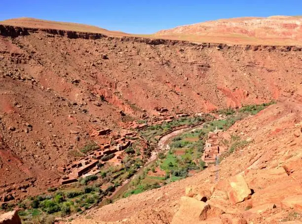Photo of Village located in the highland gorge of the Atlas Mountains in Morocco