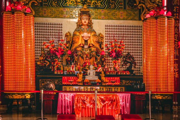 Chinese altar of Mazu (Tian Hou) at Thean Hou temple in Kuala Lumpur.