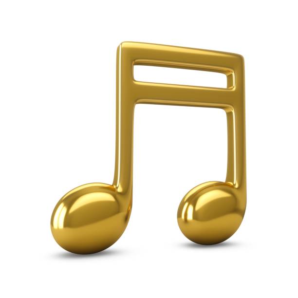 istock 3d Rendering Golden Music Note isolated on white background 1152035360