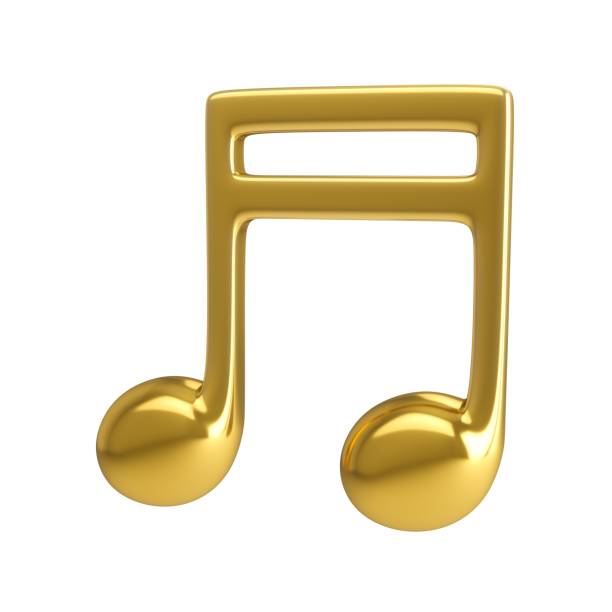 istock 3d Rendering Golden Music Note isolated on white background 1152035403