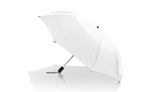 white umbrella isolated on white background with clipping path ready for design mock-up