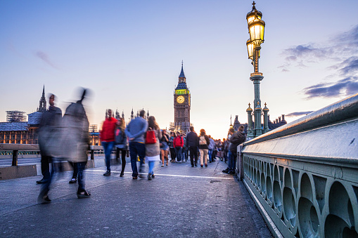 Westminster Bridge - The Big Ben and House of Parliament in London - UK