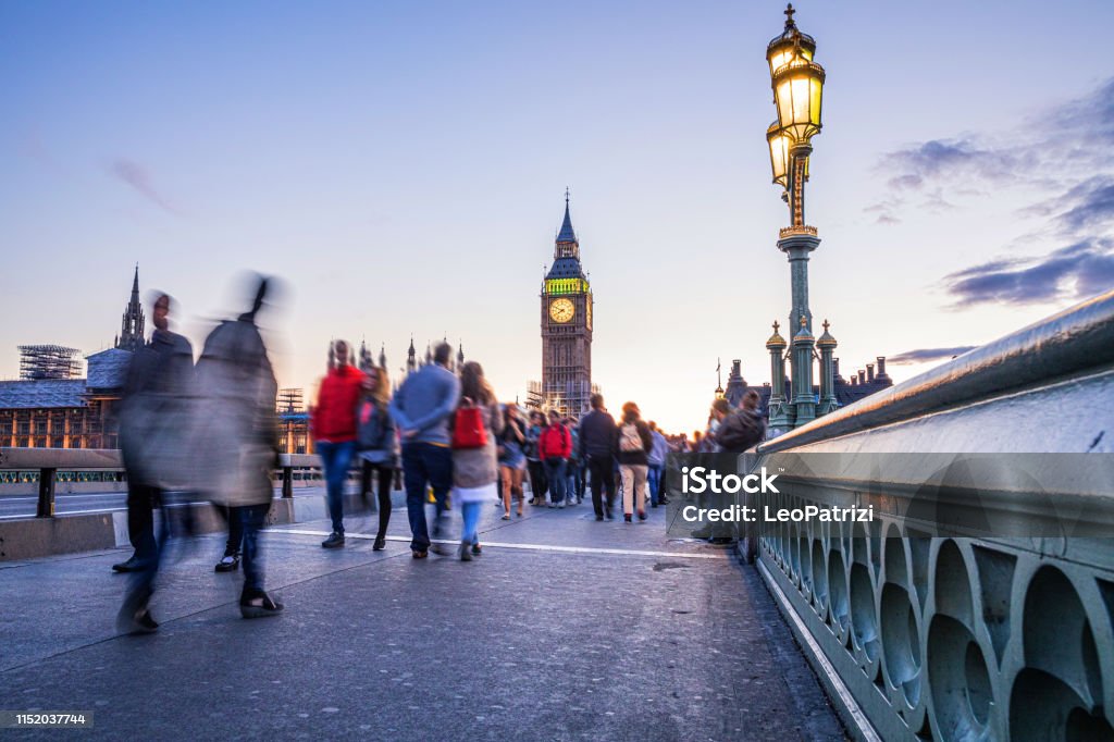 Westminster Bridge - The Big Ben and House of Parliament in London - UK London - England Stock Photo