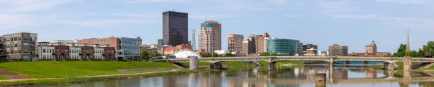 Dayton Cityscape Dayton, City in the state of Ohio, United States of American, as seen from Deeds Point Metropark dayton ohio skyline stock pictures, royalty-free photos & images