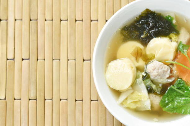 istock boiled egg tofu with minced pork and cabbage topping seaweed soup 1152041532