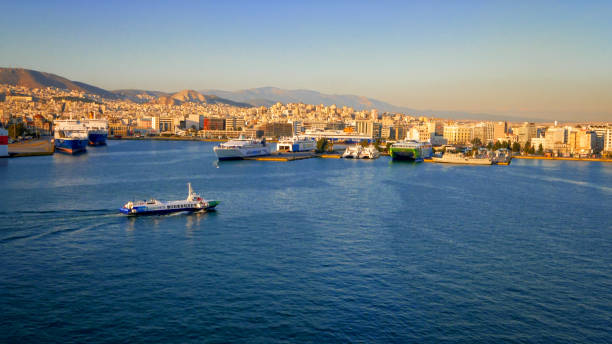 Port of Piraeus in Athens, Greece is the largest Greek seaport