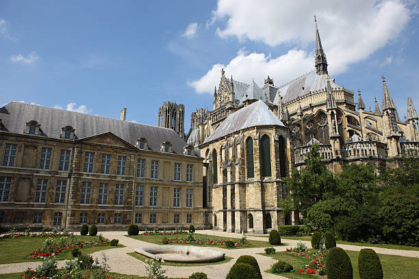 Large old cathedral at Reims, France stock photo
