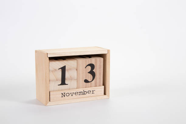 istock Wooden calendar November 13 on a white background 1152048835