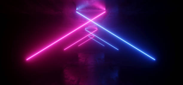 istock Futuristic Sci Fi Neon Glowing Purple Blue Laser Chaotic Abstract Virtual Fluorescent Dark Grunge Concrete Tunnel Corridor Hallway Underground 3D Rendering 1152048897