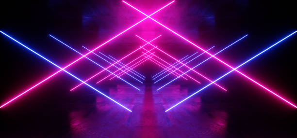 istock Futuristic Sci Fi Neon Glowing Purple Blue Laser Chaotic Abstract Virtual Fluorescent Dark Grunge Concrete Tunnel Corridor Hallway Underground 3D Rendering 1152049796