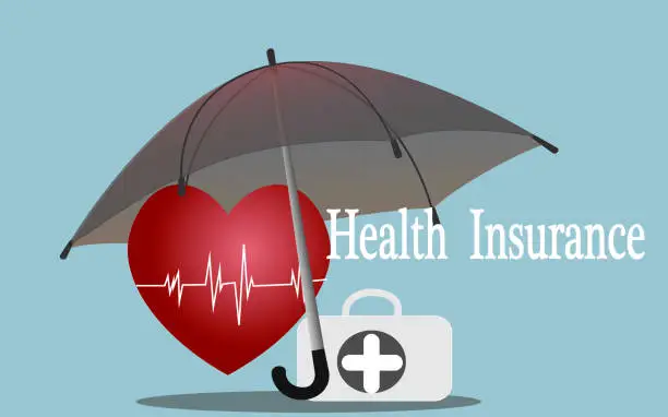 Vector illustration of Health insurance. Protection concept, care medical. Healthcare concept.