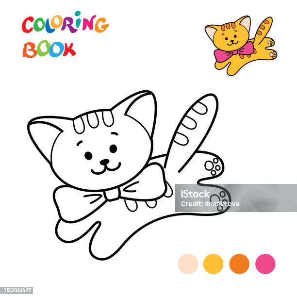 Coloring Page Outline Of Cartoon Cat Stock Illustration - Download Image Now - Domestic Cat, Activity, Animal