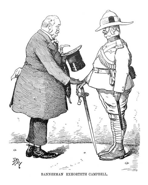 istock British satire comic cartoon caricatures illustrations - Henry Campbell Bannerman - Boer invasion 1152062413