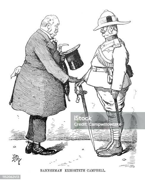British Satire Comic Cartoon Caricatures Illustrations Henry Campbell  Bannerman Boer Invasion Stock Illustration - Download Image Now - iStock