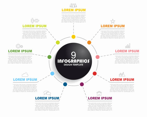 illustrazioni stock, clip art, cartoni animati e icone di tendenza di modello di progettazione infografica con posizione per i dati. illustrazione vettoriale. - 9