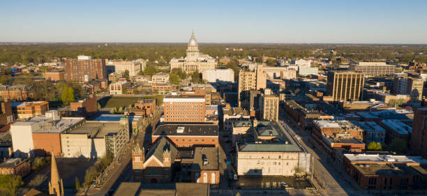 Dawn Light Hits Downtown State Capitol Building Sprigfield Illinois
