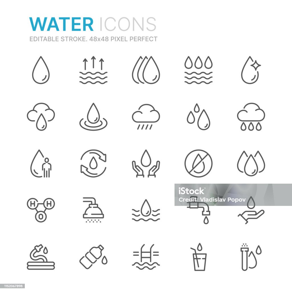 물 Icon 물 관련 라인 아이콘의 컬렉션입니다 48x48 픽셀 완벽 한 편집 가능한 스트로크 물에 대한 스톡 벡터 아트 및 기타 이미지 ...