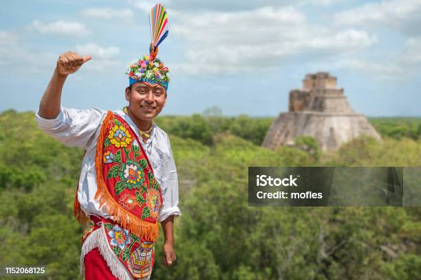 Smiling Portrait Of A Mexican Native Performer Stock Photo - Download Image Now - Mexico, Indigenous Culture, Mexican Culture