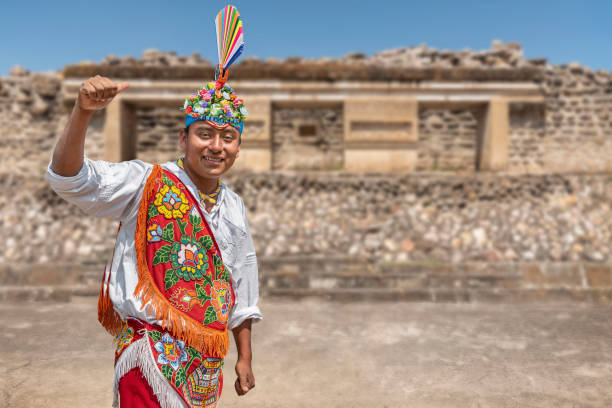 smiling portrait of a mexican native performer. - veracruz imagens e fotografias de stock