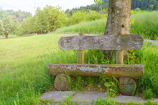 An old weathered park bench