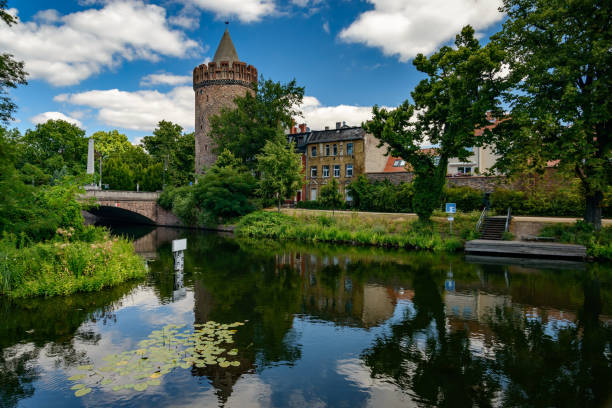 The "Steintorturm", part of the medieval town fortification in "Brandenburg an der Havel" stock photo