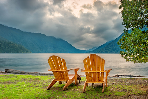 Stock photograph of Lake Crescenti n Olympic National Park Washington USA