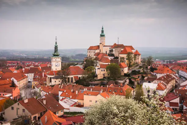 Town of Mikulov with Mikulov Castle in South Moravia, Czech Republic
