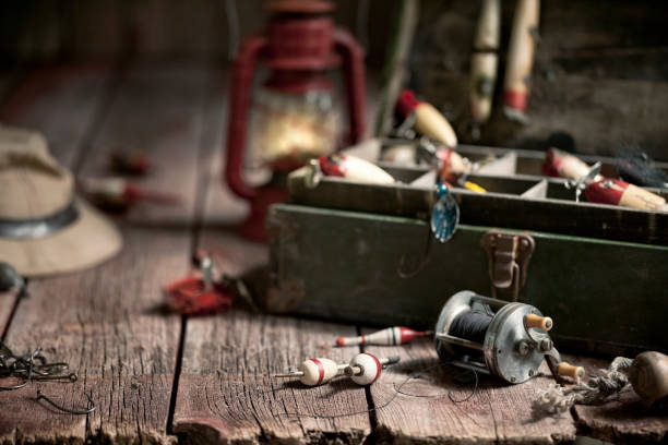 istock Vintage Fishing Tackle Background 1152080241