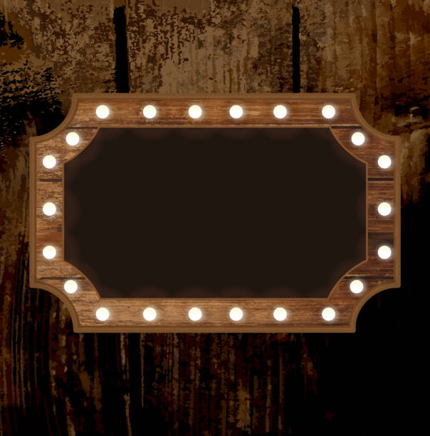 istock Country wooden signboard and lights 1152080451