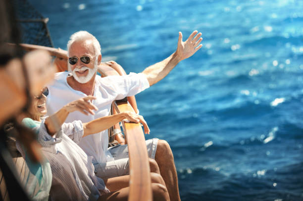 istock Senior couple on a sailing cruise. 1152083155