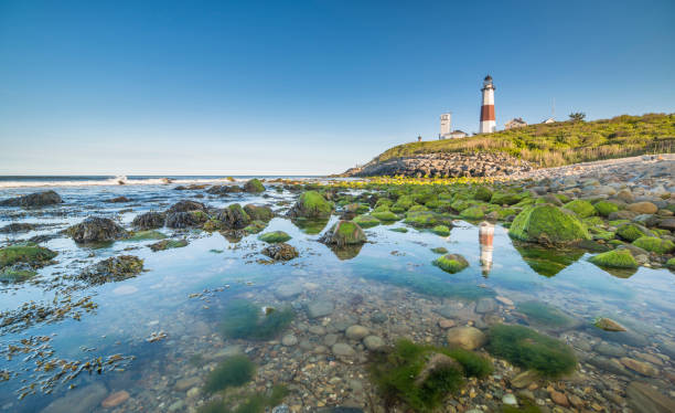 Lighthouse at Montauk point, Long Islands Long Island, Montauk Point, The Hamptons, New York State, Lighthouse the hamptons photos stock pictures, royalty-free photos & images