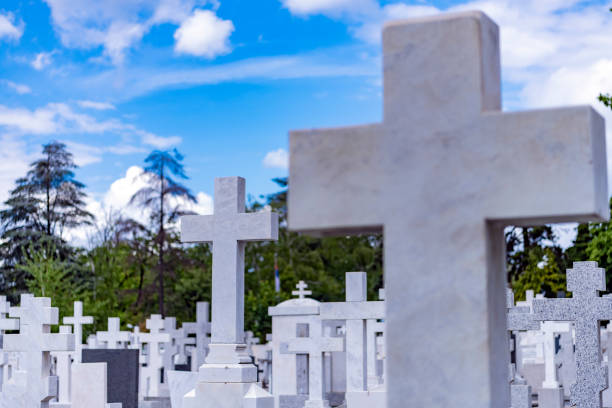 istock Old crosses and cemetery 1152090771
