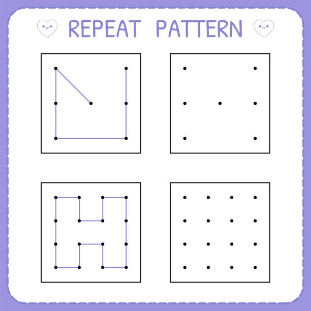 Repeat pattern. Worksheet for kindergarten and preschool. Educational games for practicing motor skills. Working pages for kids Repeat pattern. Worksheet for kindergarten and preschool. Educational games for practicing motor skills. Working pages for kids. Vector illustration multiplication worksheet stock illustrations