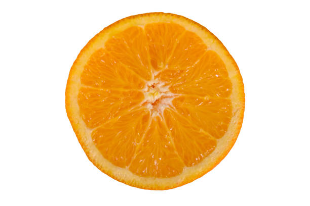 istock Halved orange fruit isolated on a white background 1152095947