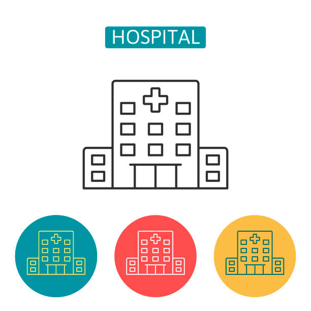 병원 건물 개요 아이콘을 설정 합니다. - emergency lane stock illustrations