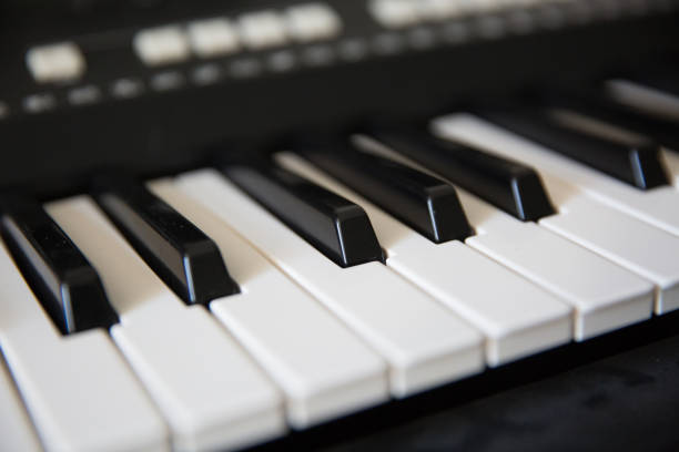 istock Black and white keys close-up, piano, keyboard, accordion 1152116596
