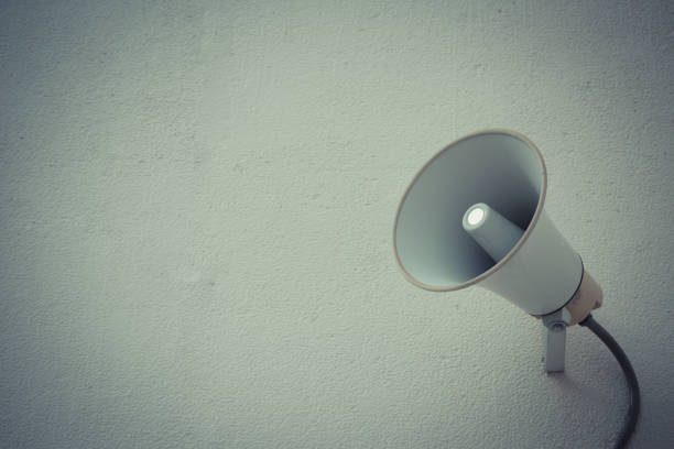 istock loudspeaker setting on the wall for present News in public 1152119078
