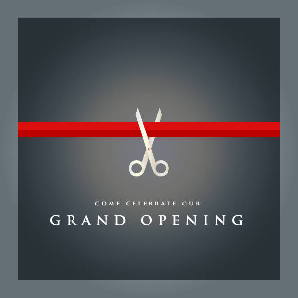 wielki projekt zaproszenia na otwarcie - opening ribbon cutting opening ceremony stock illustrations