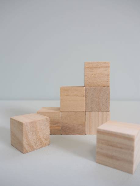 istock Small staircase of stacked wooden blocks 1152124900