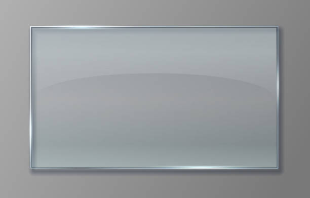 прозрачная стеклянная панель. чистый пластиковый лист с глянцевым эффектом, изолированная акриловая баннерная пластина. вектор прозрачны� - chrome stock illustrations