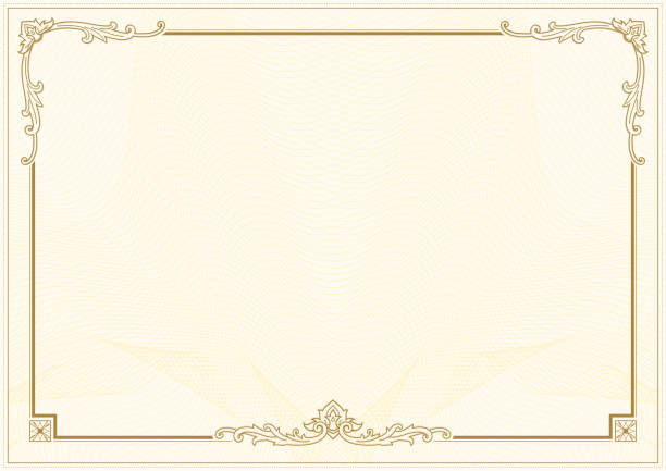 illustrazioni stock, clip art, cartoni animati e icone di tendenza di bordo decorativo e modello di cornice in forma quadrata, design della cornice vintage per certificato, diploma, voucher e biglietto d'auguri - in gold we trust