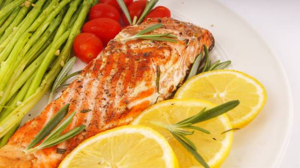 istock Salmon grilles with rosemary, herbs and spices 1152127504