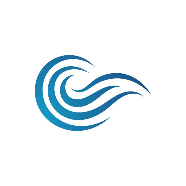 illustrazioni stock, clip art, cartoni animati e icone di tendenza di water waves logo icona del vettore di progettazione - aria