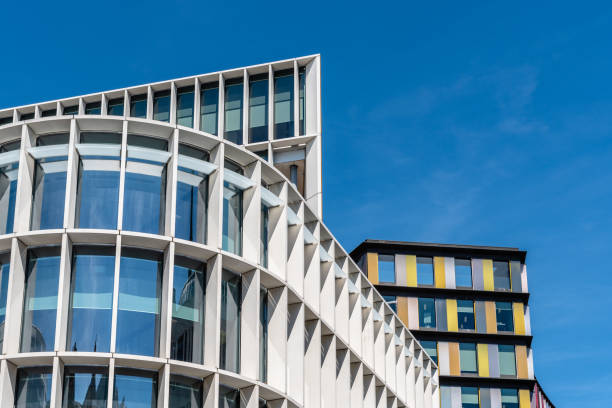 istock Low angle view of  modern office buildings in London 1152134557