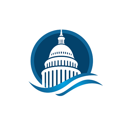 Capitol building logo. Government icon. Premium design. Iconic Vector thin line on white background. 
Capitol style symbol. Landmark graphic creative sign.
