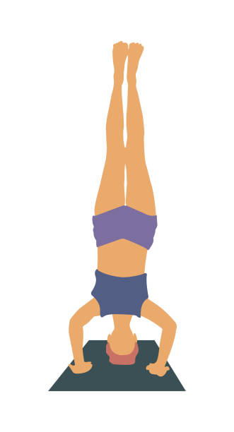 Yoga pose headstand Yoga pose headstand. color vector illustration isolated on white background headstand stock illustrations