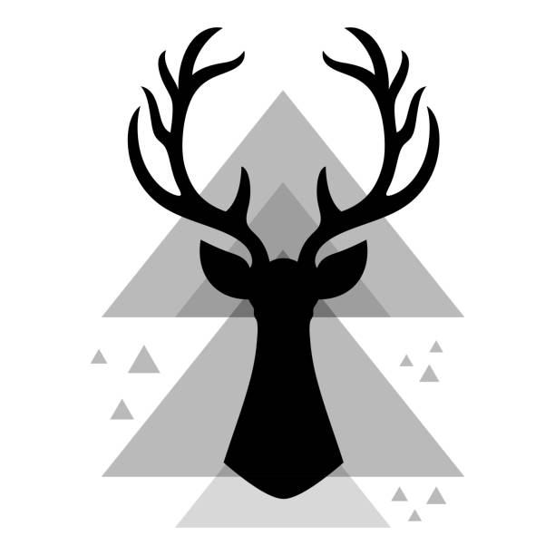 illustrations, cliparts, dessins animés et icônes de renne silhouette icône logo motif fond - moose animal head hunting humor