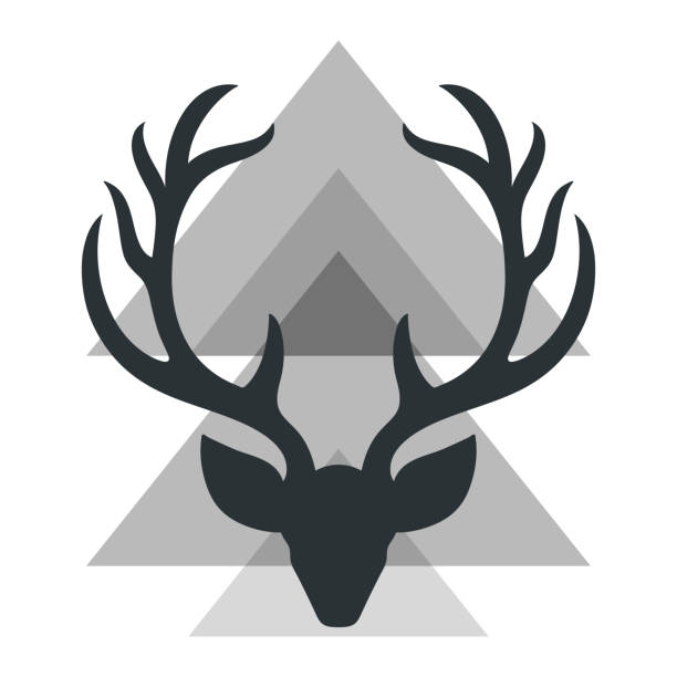 illustrations, cliparts, dessins animés et icônes de renne silhouette icône logo motif fond - moose animal head hunting humor