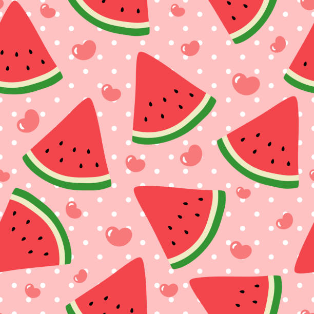 illustrations, cliparts, dessins animés et icônes de melon d’eau mignon visage sans soudure motif fond - fruit watermelon drawing doodle